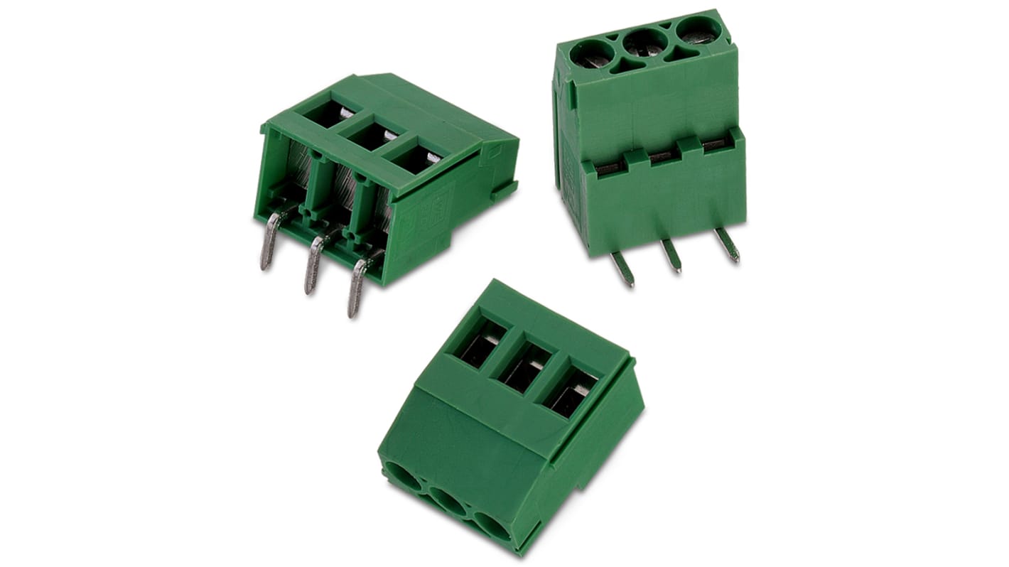 Wurth Elektronik 2157 Series PCB Terminal Block, 3-Contact, 5mm Pitch, Through Hole Mount, 1-Row, Solder Termination