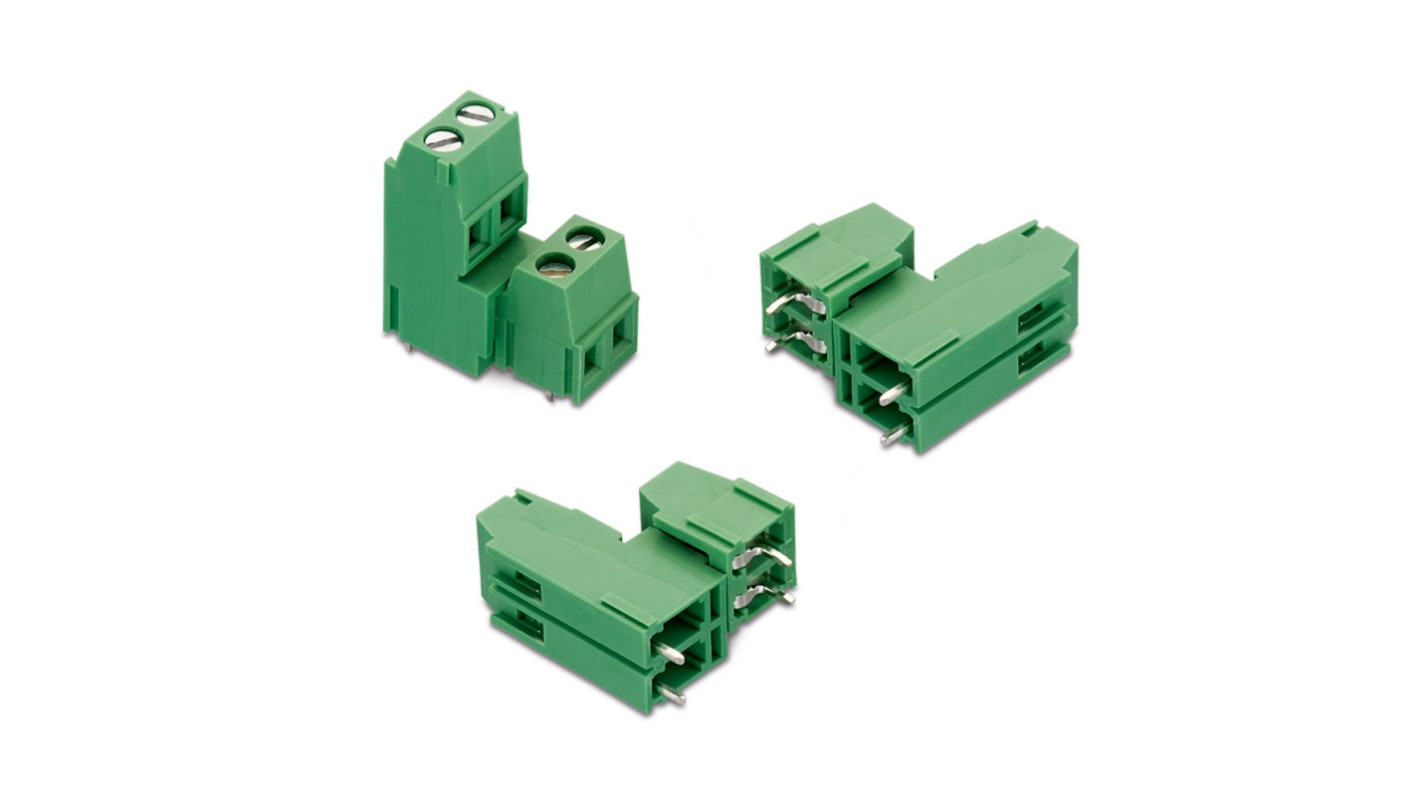Wurth Elektronik PCB端子排, 6p, 5.08mm间距, 20A, 1.6 kV 、 300 V 交流, THT安装, 焊接端接, 水平, 绿色, 2325系列