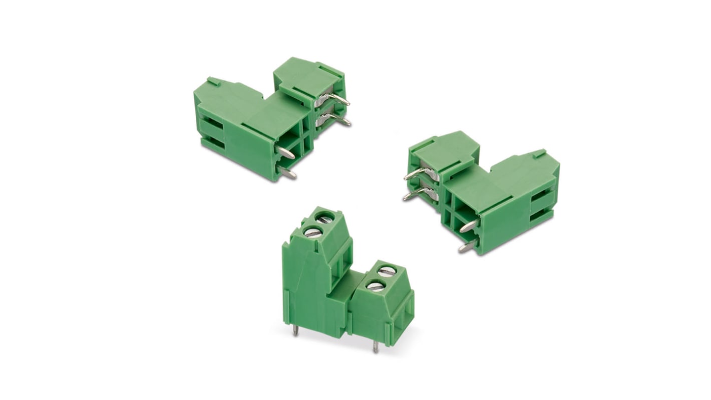 Borne para PCB Wurth Elektronik de 4 vías , paso 3.5mm, 10A, de color Verde, montaje Montaje en orificio pasante,