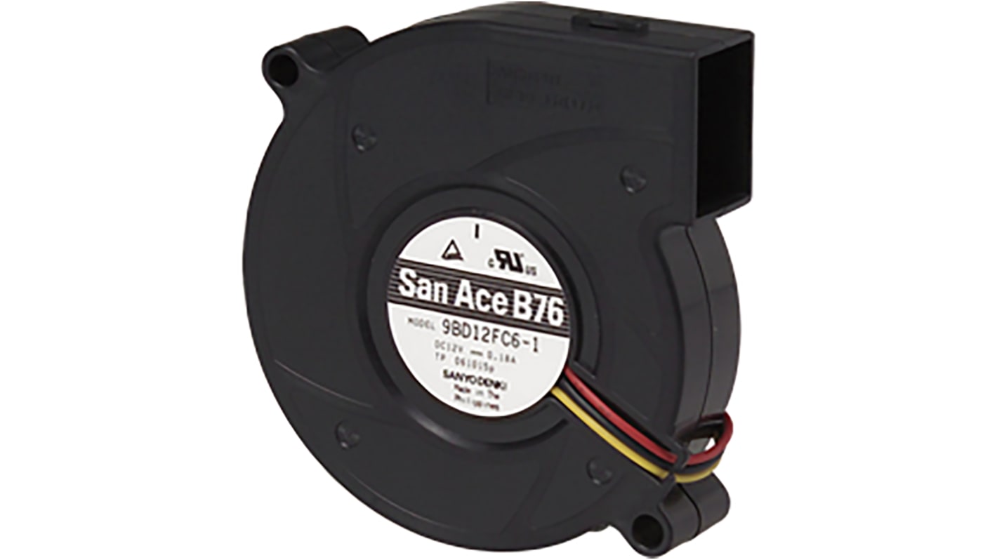 Ventola Sanyo Denki, 10.2cfm, 12 V c.c., 76 x 76 x 20mm