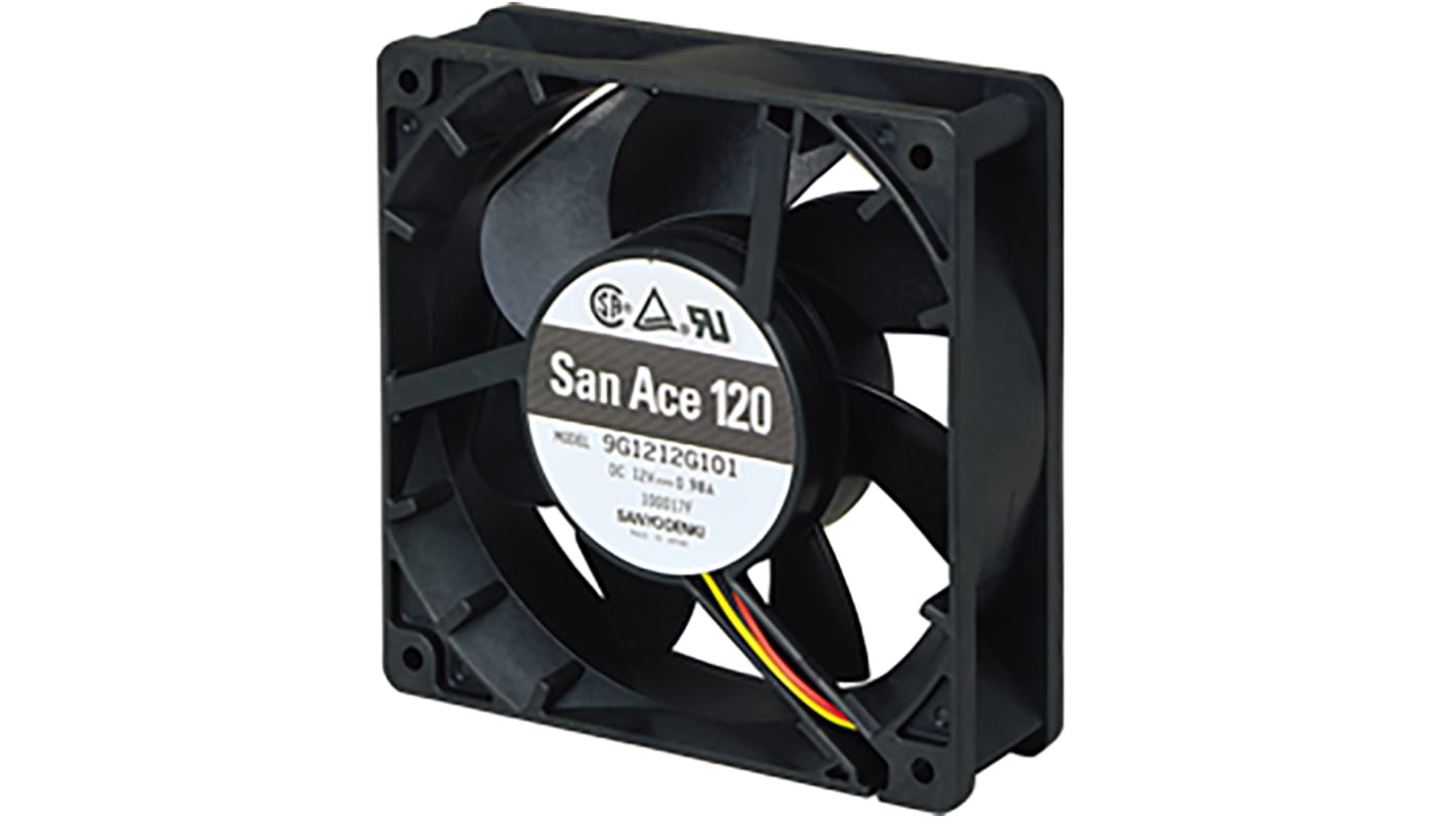 Sanyo Denki 9G DC-Axiallüfter, Kugellager, 12 V dc / 7.32W, 119 x 119 x 38mm, 200.4m³/h