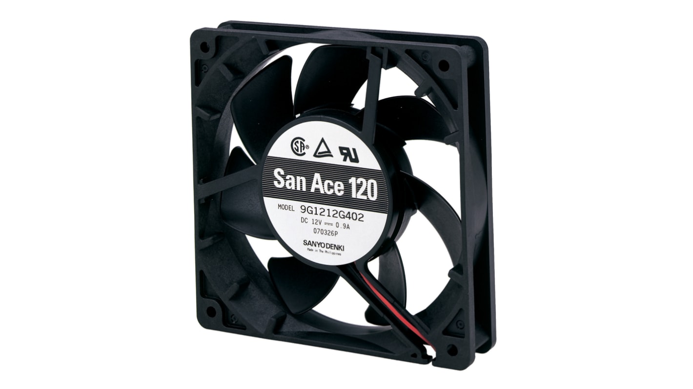 Sanyo Denki 9G Series Axial Fan, 24 V dc, DC Operation, 195.4m³/h, 8.88W, 370mA Max, 119 x 119 x 25mm