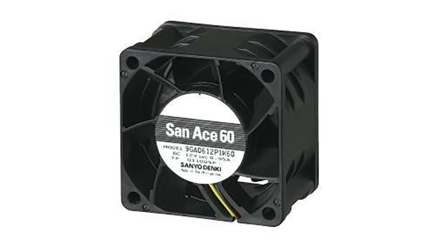 Sanyo Denki 9GA DC-Axiallüfter, Kugellager, 12 V dc / 11.4W, 60 x 60 x 38mm, 90m³/h