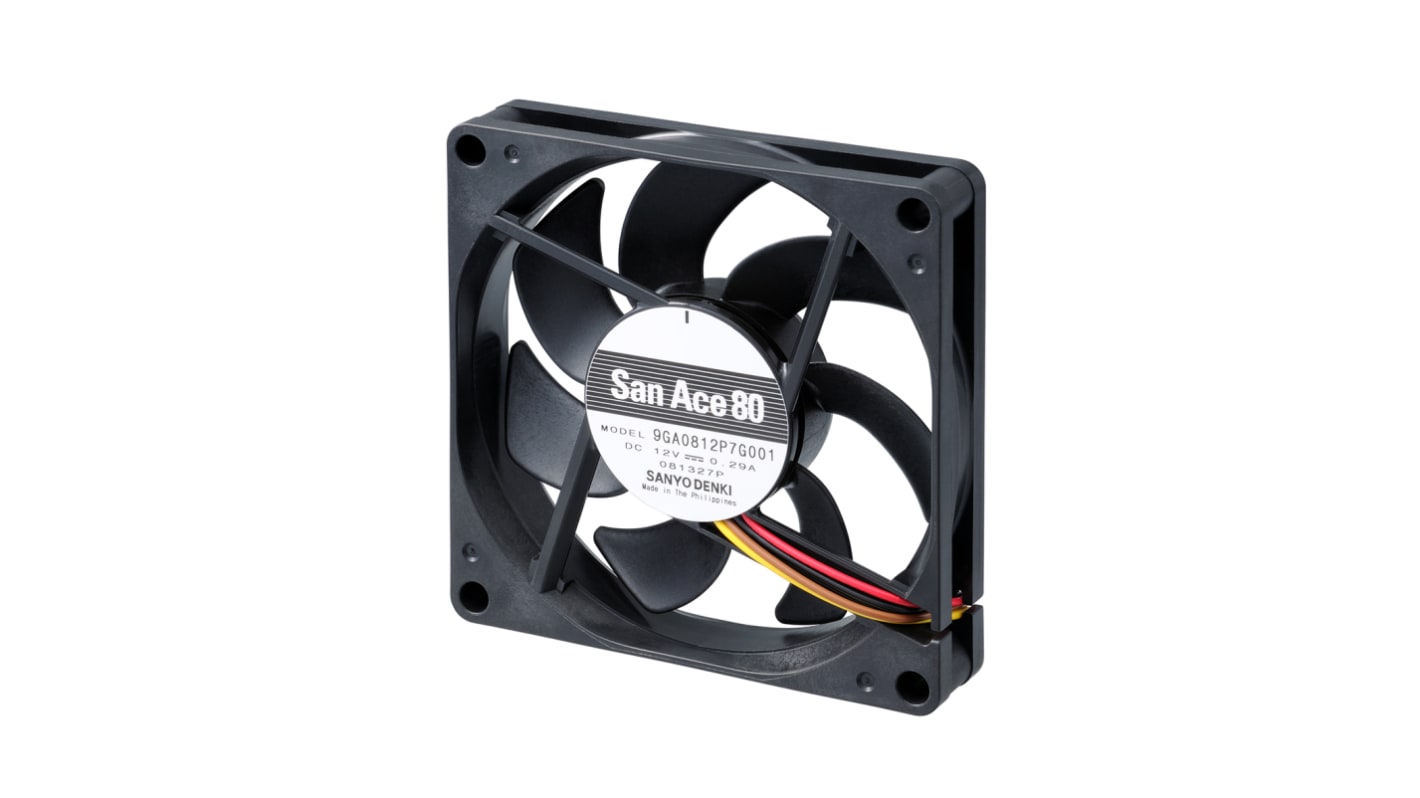 山洋電気 軸流ファン 電源電圧:12 V dc, DC, 80 x 80 x 15mm 山洋電気 軸流ファン 電源電圧:12 V dc, DC, 80 x 80 x 15mm