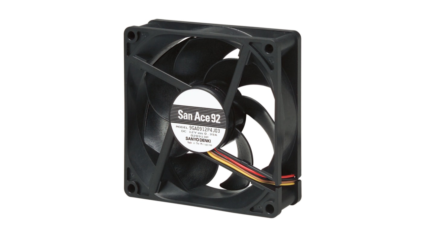 山洋電気 軸流ファン 電源電圧:12 V dc, DC, 92 x 92 x 25mm 山洋電気 軸流ファン 電源電圧:12 V dc, DC, 92 x 92 x 25mm