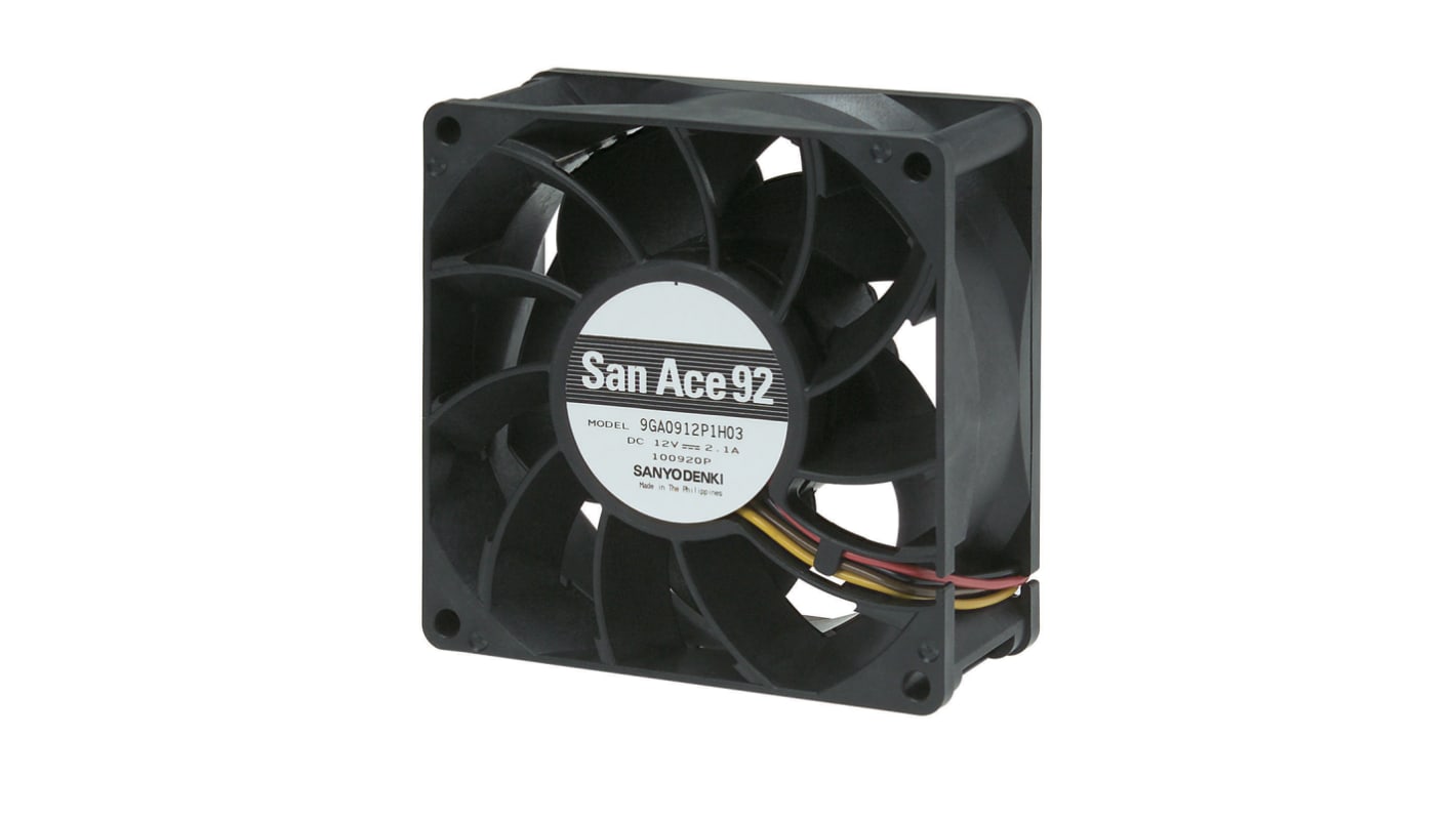 Sanyo Denki 9GA Series Axial Fan, 48 V dc, DC Operation, 239.6m³/h, 26.4W, 550mA Max, 92 x 92 x 38mm