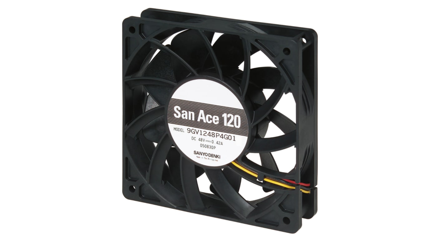 Sanyo Denki 9GV Series Axial Fan, 12 V dc, DC Operation, 290.5m³/h, 20.16W, 1.68A Max, 120 x 120 x 25mm