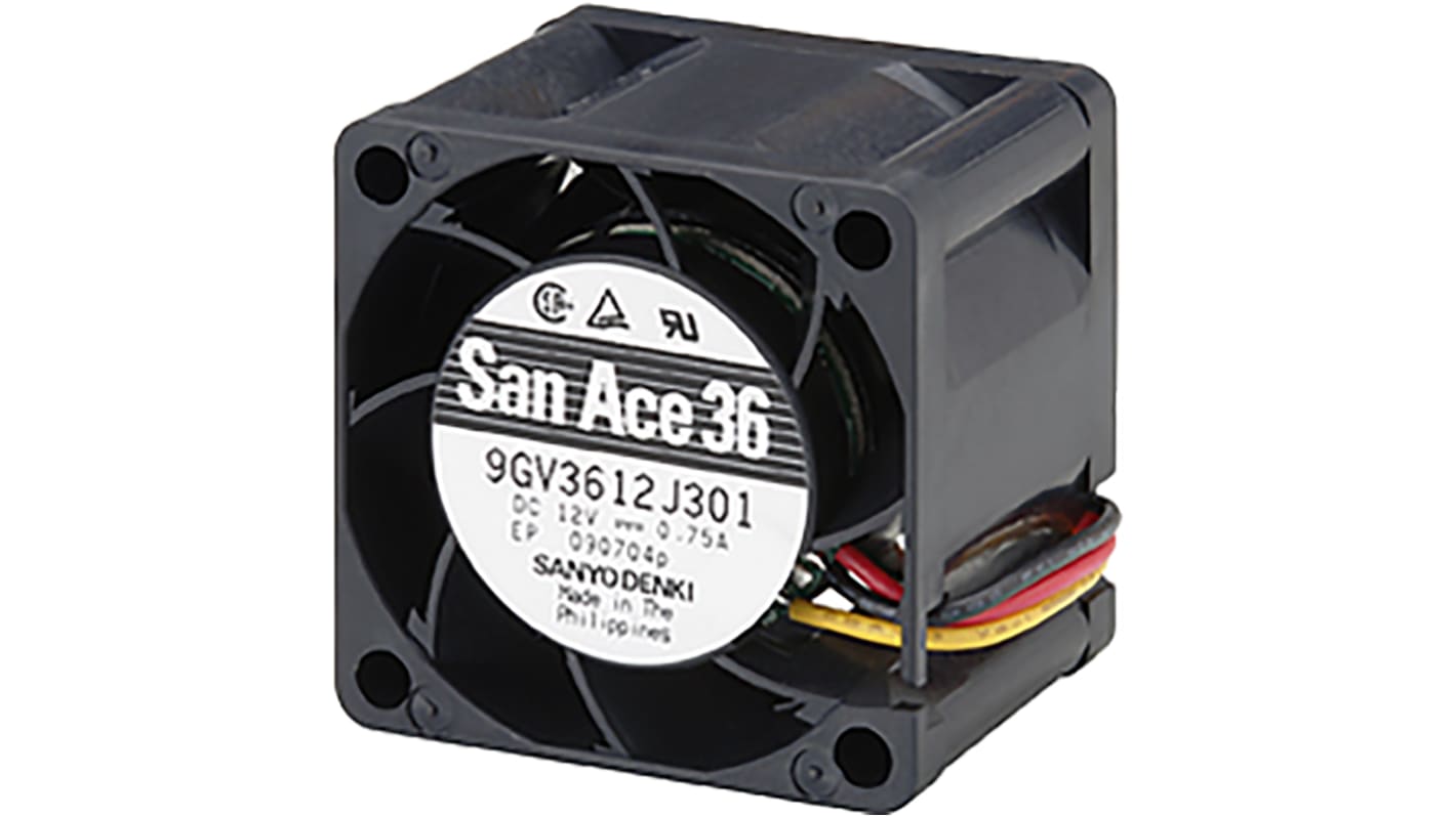 山洋電気 軸流ファン 電源電圧：12 V dc, DC, 36 x 36 x 28mm, 9GV3612J301