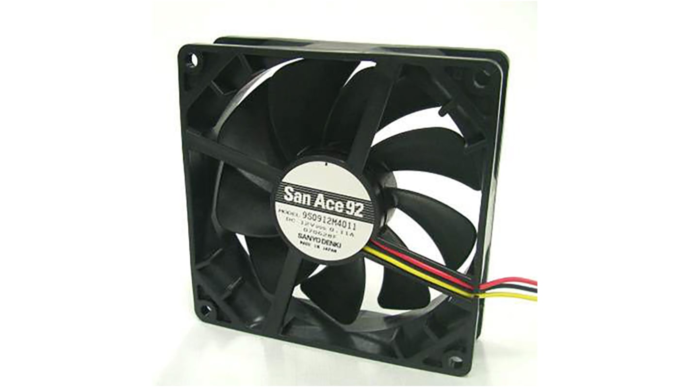Sanyo Denki 9S Series Axial Fan, 24 V dc, DC Operation, 49.8m³/h, 960mW, 40mA Max, 92 x 92 x 25mm