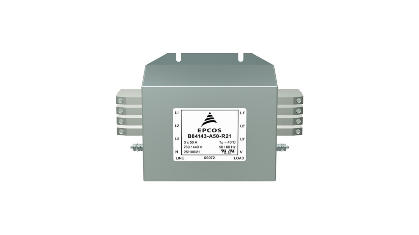 EPCOS 三相EMC滤波器, 150A, 440 / 760 V 交流, 50/60Hz, 端子排接端, B84143A*R021系列
