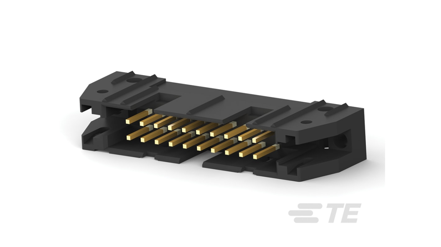 TE Connectivity AMP-LATCH Series Straight Through Hole PCB Header, 20 Contact(s), 2.54mm Pitch, 2 Row(s), Shrouded