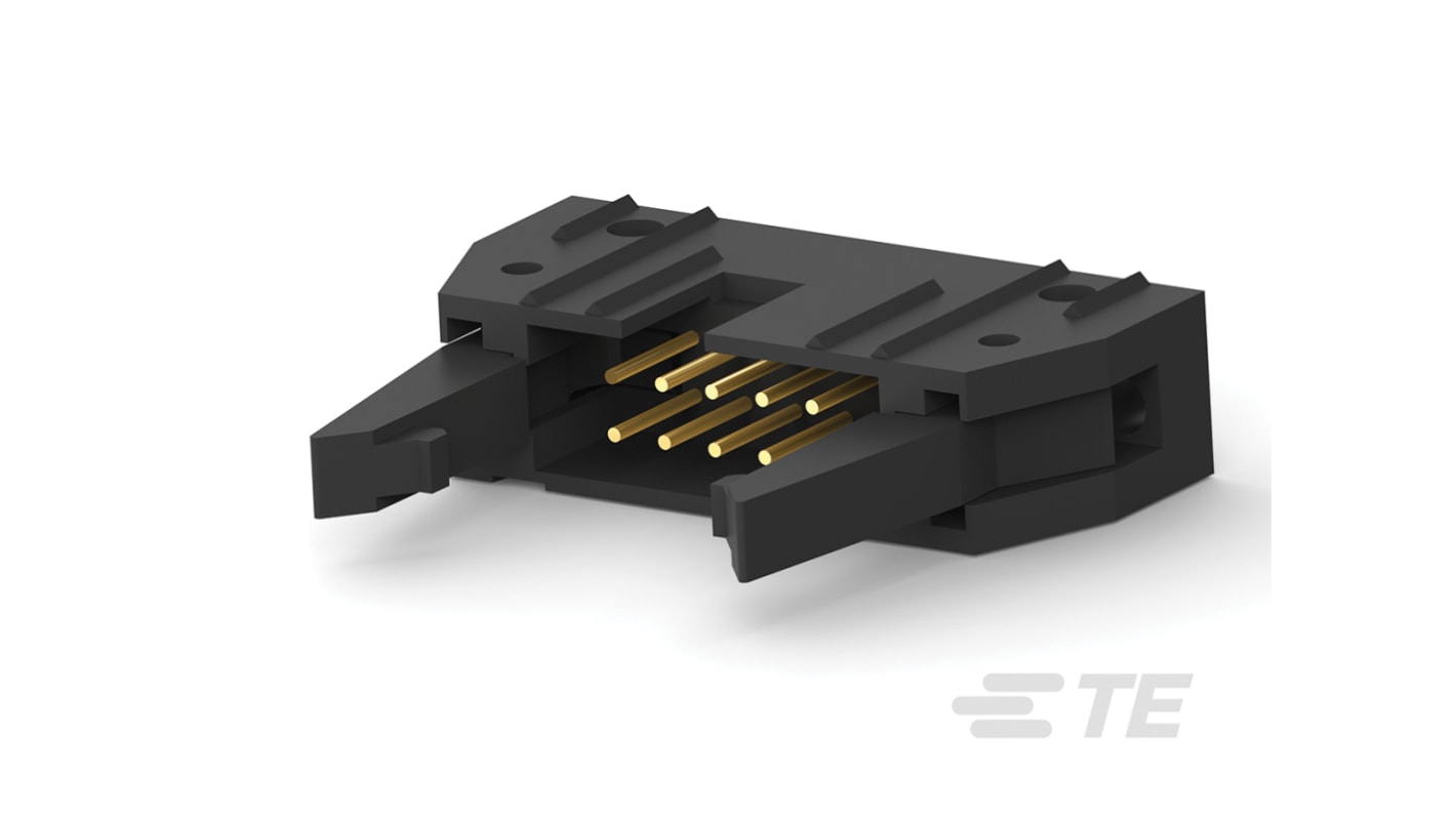 TE Connectivity AMP-LATCH Series Straight Through Hole PCB Header, 10 Contact(s), 2.54mm Pitch, 2 Row(s), Shrouded