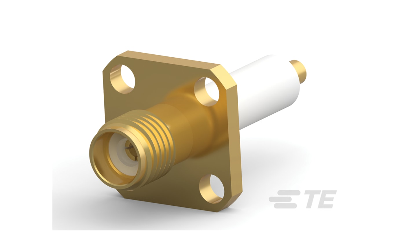 TE Connectivity AMP SMA Series, Jack Panel Mount SMA Connector, 50Ω, Solder Termination, Straight Body