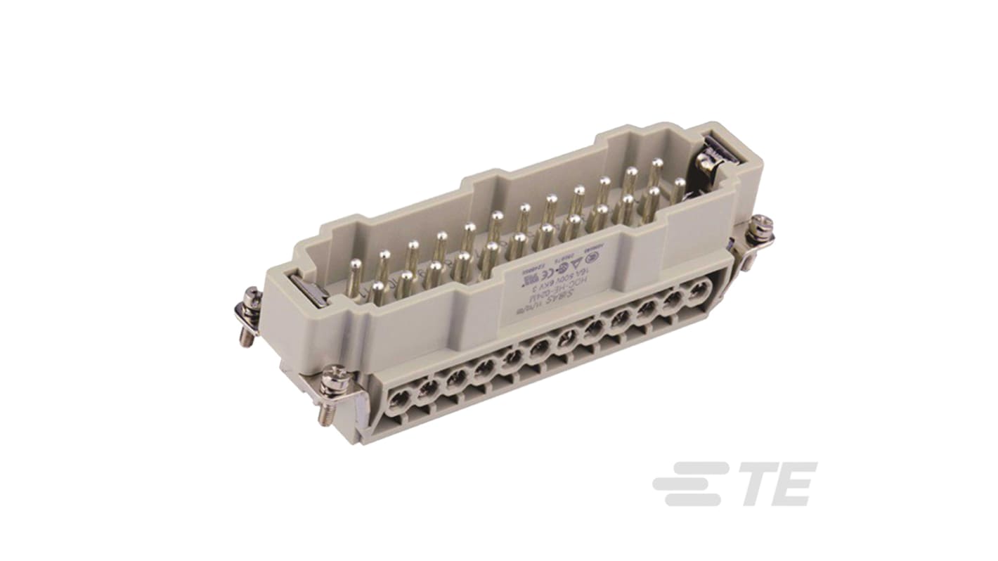 TE Connectivity HDC HE Industrie-Steckverbinder Kontakteinsatz, 24-polig 16A Stecker Schrauben