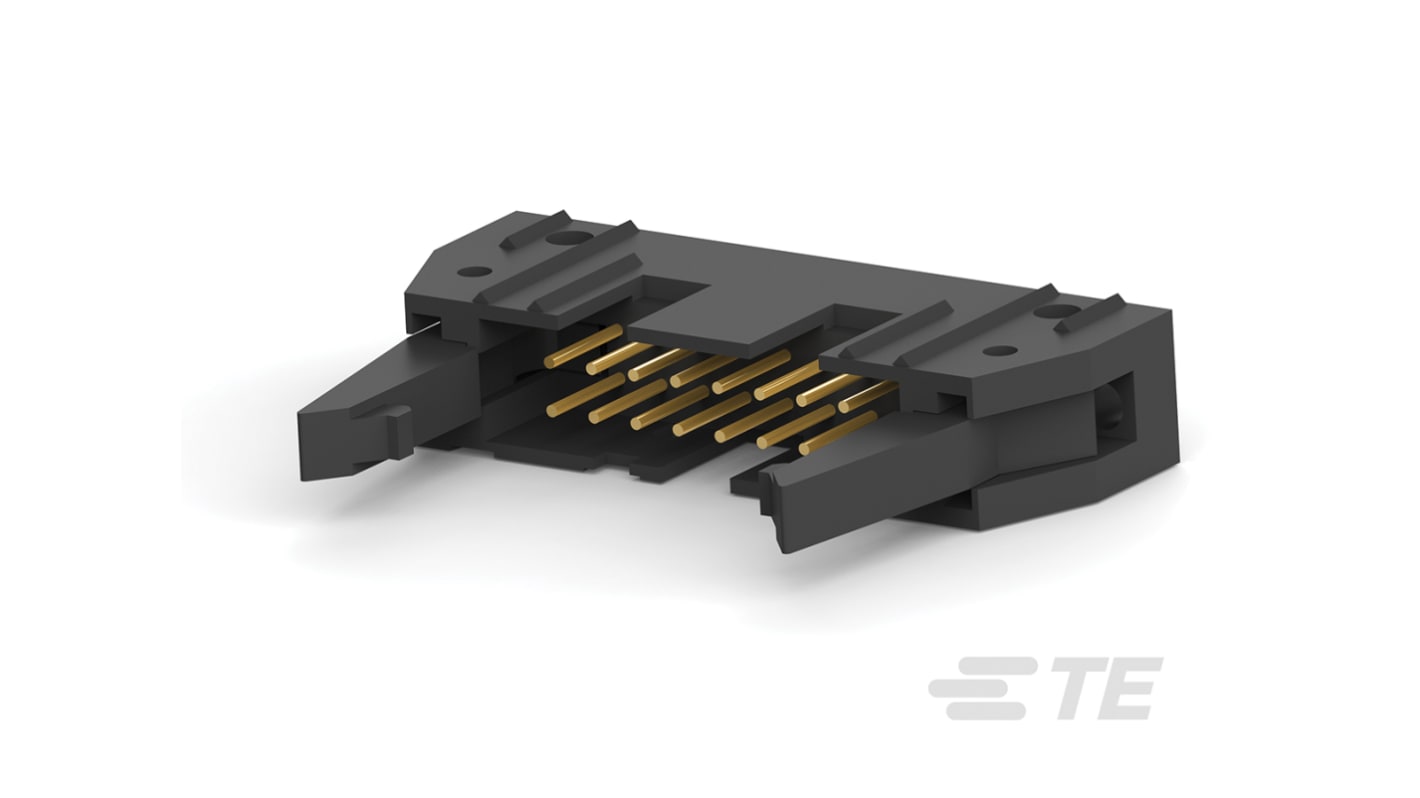 TE Connectivity AMP-LATCH Series Straight Through Hole PCB Header, 16 Contact(s), 2.54mm Pitch, 2 Row(s), Shrouded