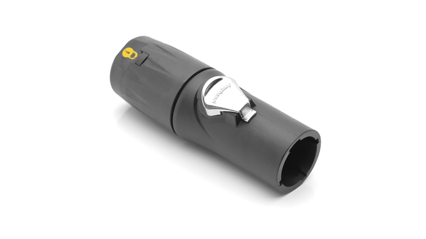Amphenol Industrial US Mains Plug & Socket, 16A Black, Yellow Thermoplastic Screw, 250 V ac