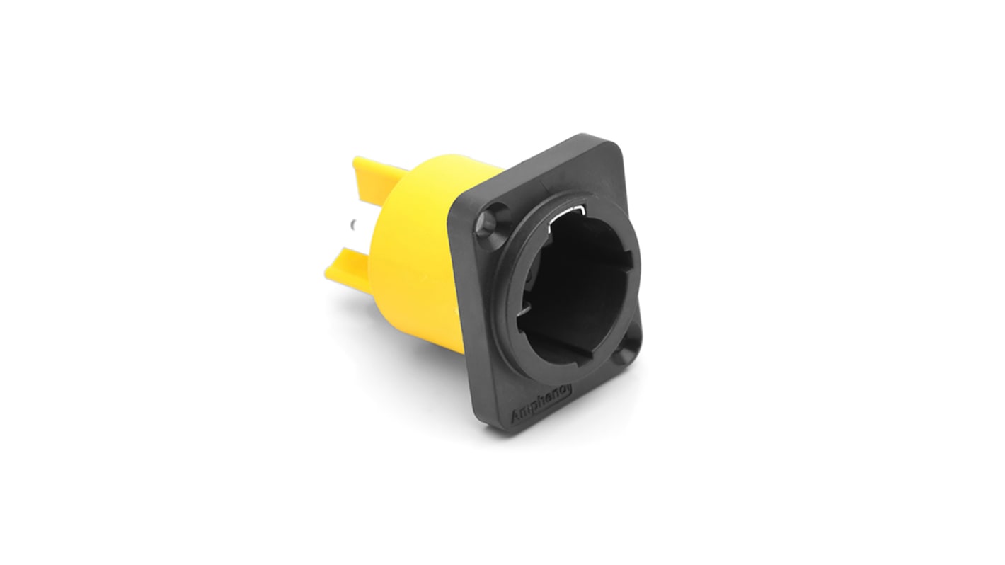 Amphenol Industrial US Mains Plug & Socket, 16A Black, Yellow, Panel Mount Thermoplastic, 250 V ac