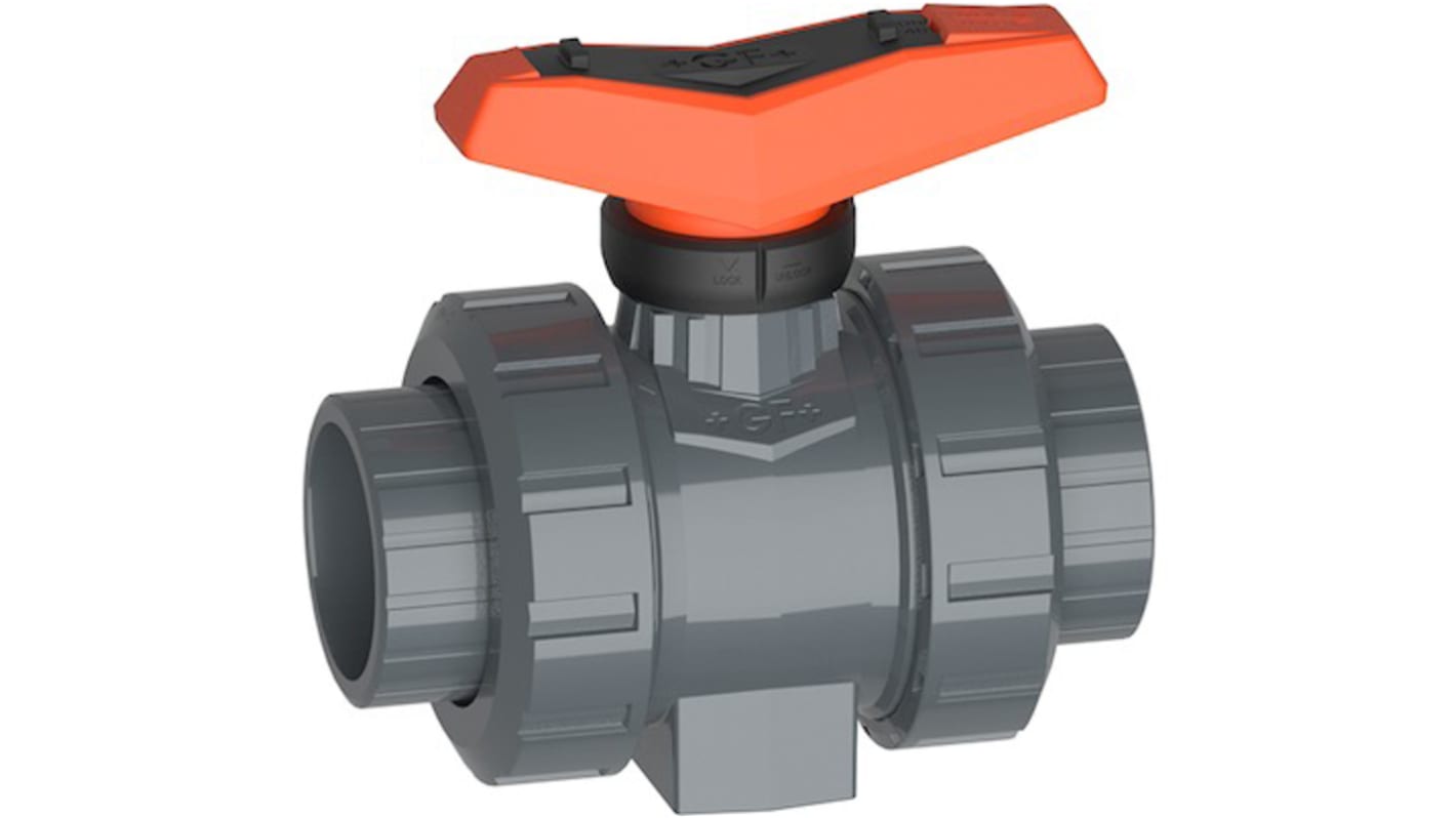 Georg Fischer PVC-U 2 Way, Ball Valve, 1 1/2in, 16bar Operating Pressure