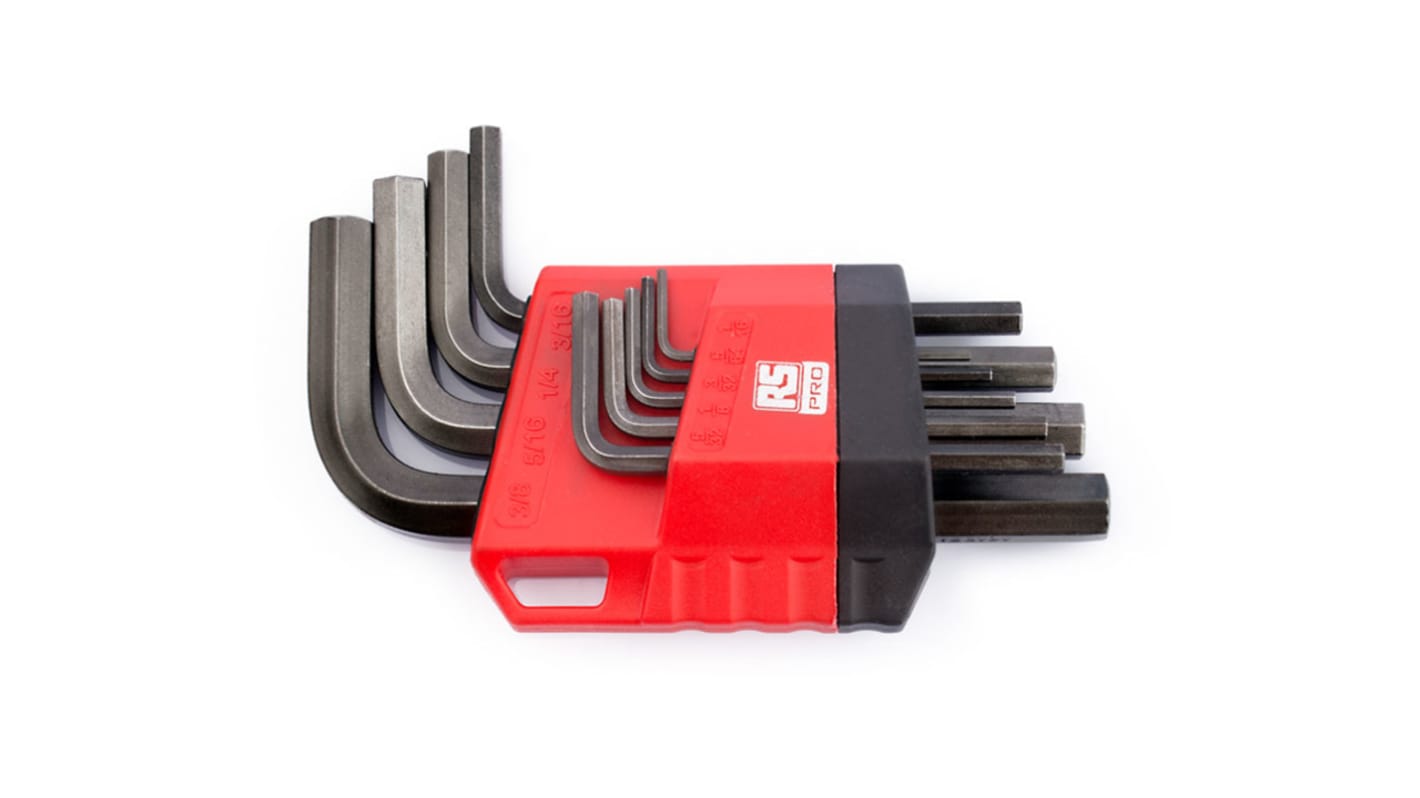 RS PRO 9 piece L Shape Imperial Hex Key Set, 1/16 → 3/8in