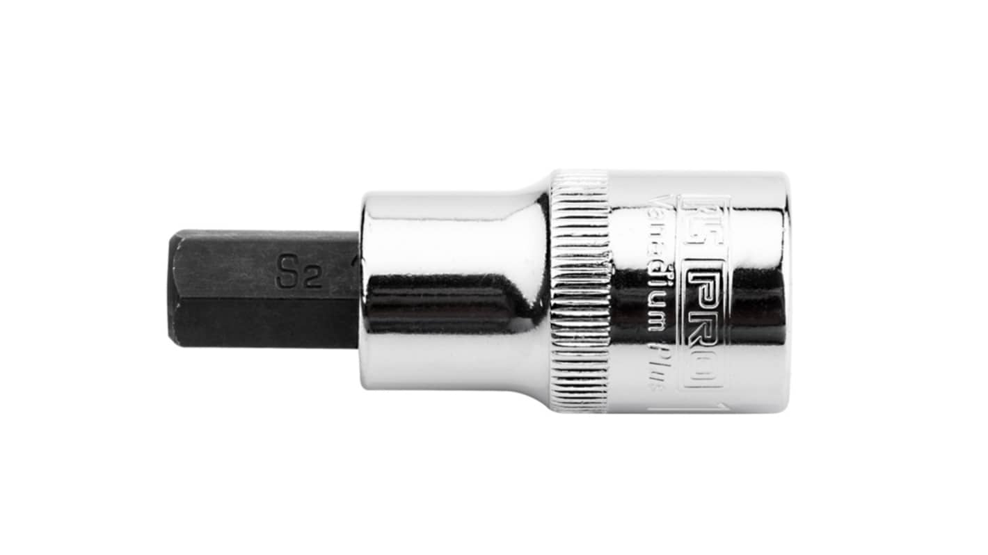 RS PRO 六角头钻头套筒, 1/2 in驱动头, 55 mm总长, 铬钒钢制