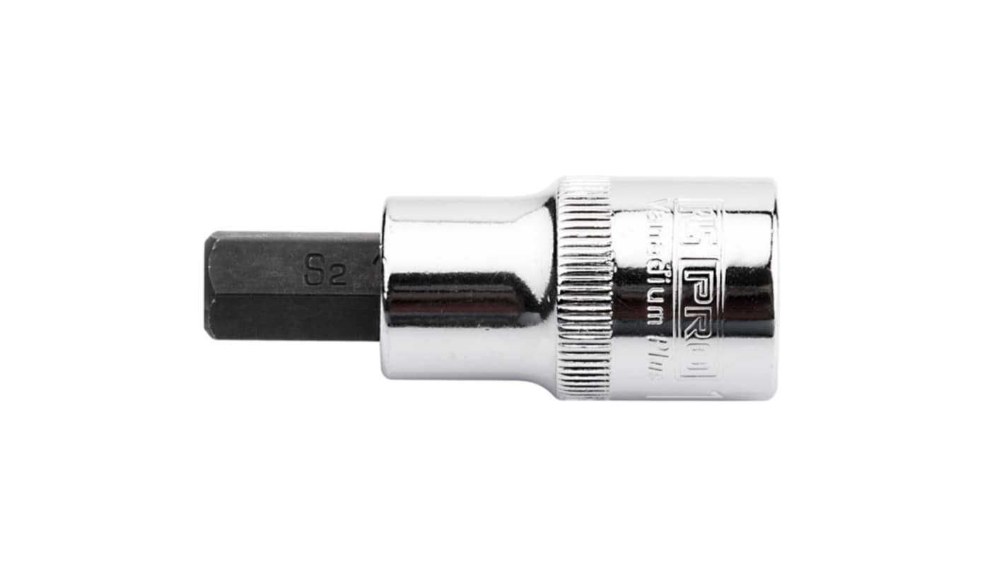 RS PRO 六角头钻头套筒, 1/2 in驱动头, 55 mm总长, 铬钒钢制