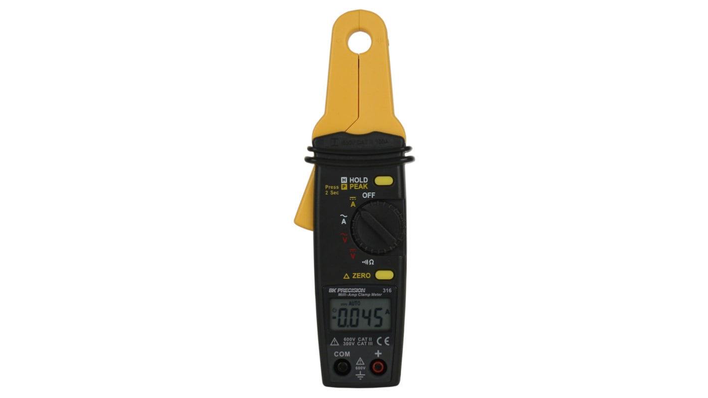 Misuratore a morsetto c.a./c.c. miniaturizzato BK Precision BK316, Max 100A ca, Max 600V cc