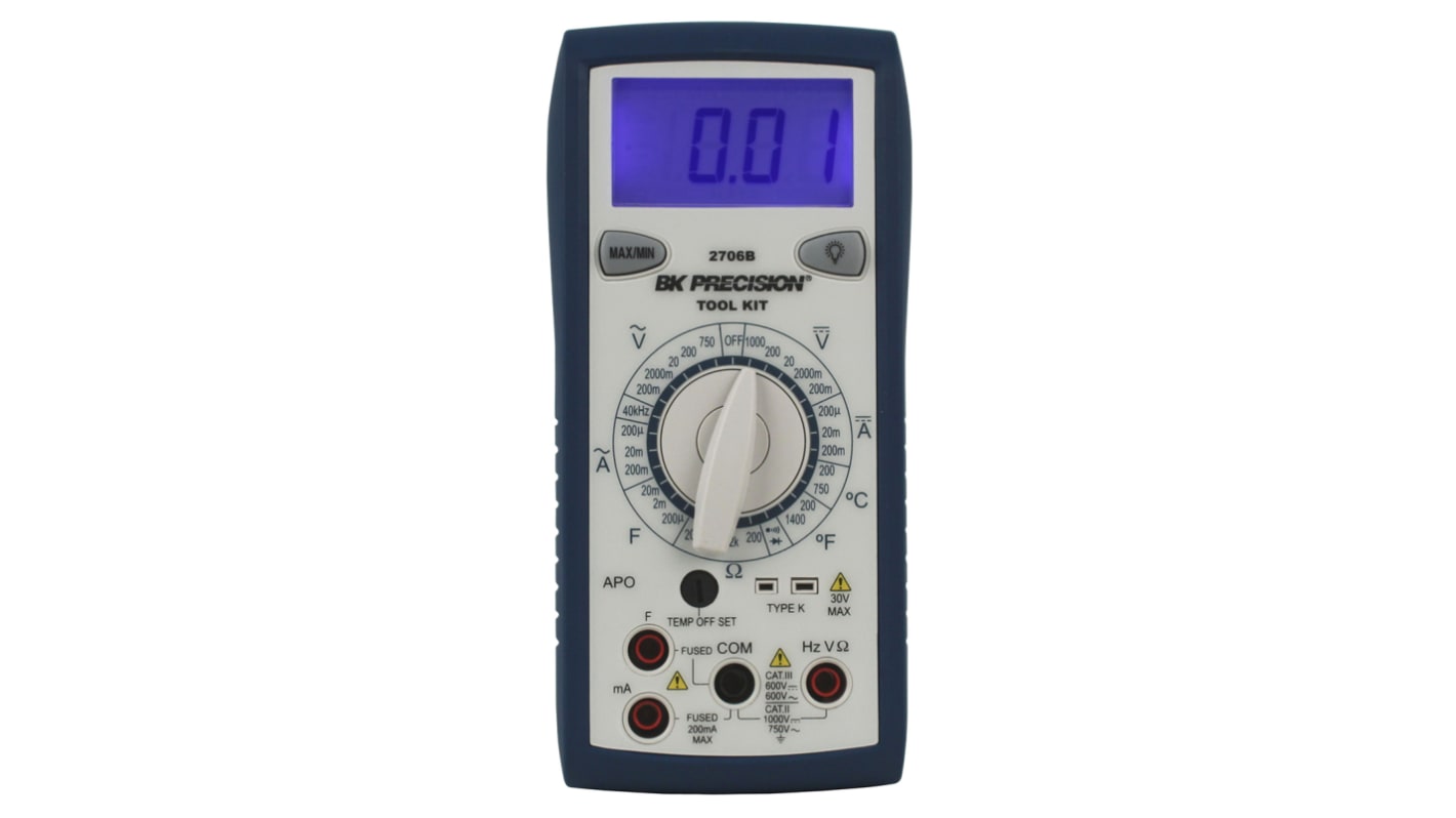 BK Precision BK2706B Handheld Digital Multimeter, 200mA ac Max, 200mA dc Max, 750V ac Max