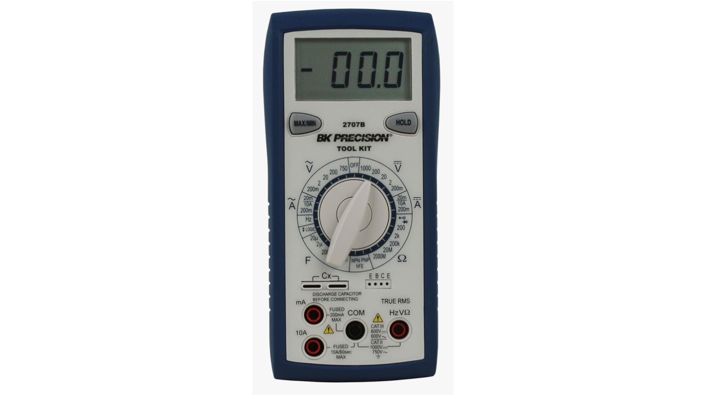 BK Precision BK2707B Handheld Digital Multimeter, True RMS, 10A ac Max, 10A dc Max, 750V ac Max