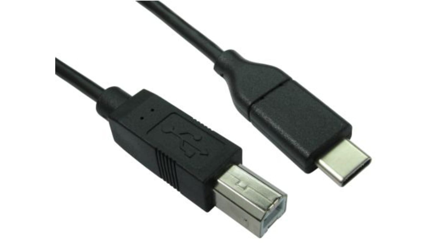 RS PRO USB-kabel, Sort, USB C til USB B, 3m