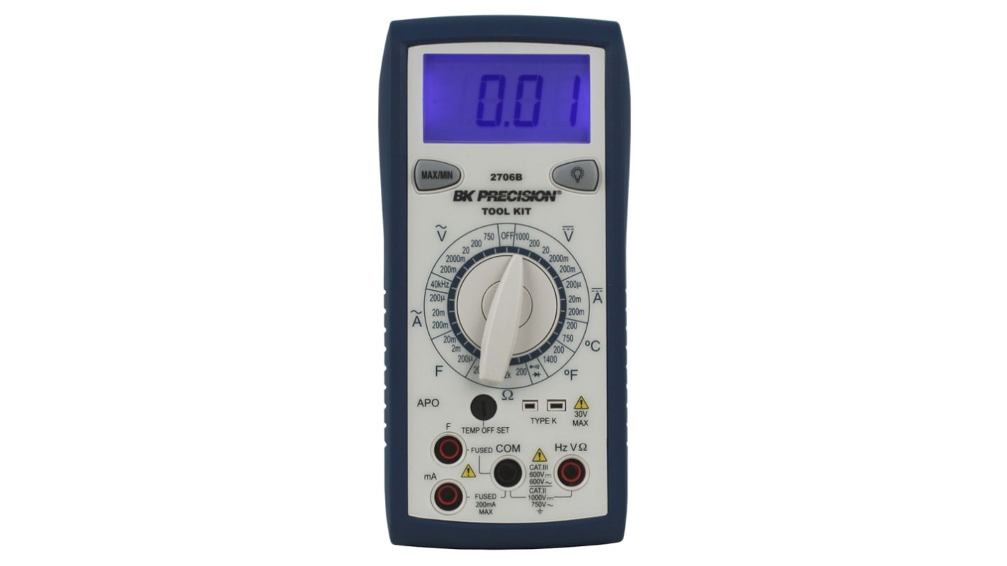 BK Precision BK2706B Handheld Digital Multimeter, 200mA ac Max, 200mA dc Max, 750V ac Max - UKAS Calibrated