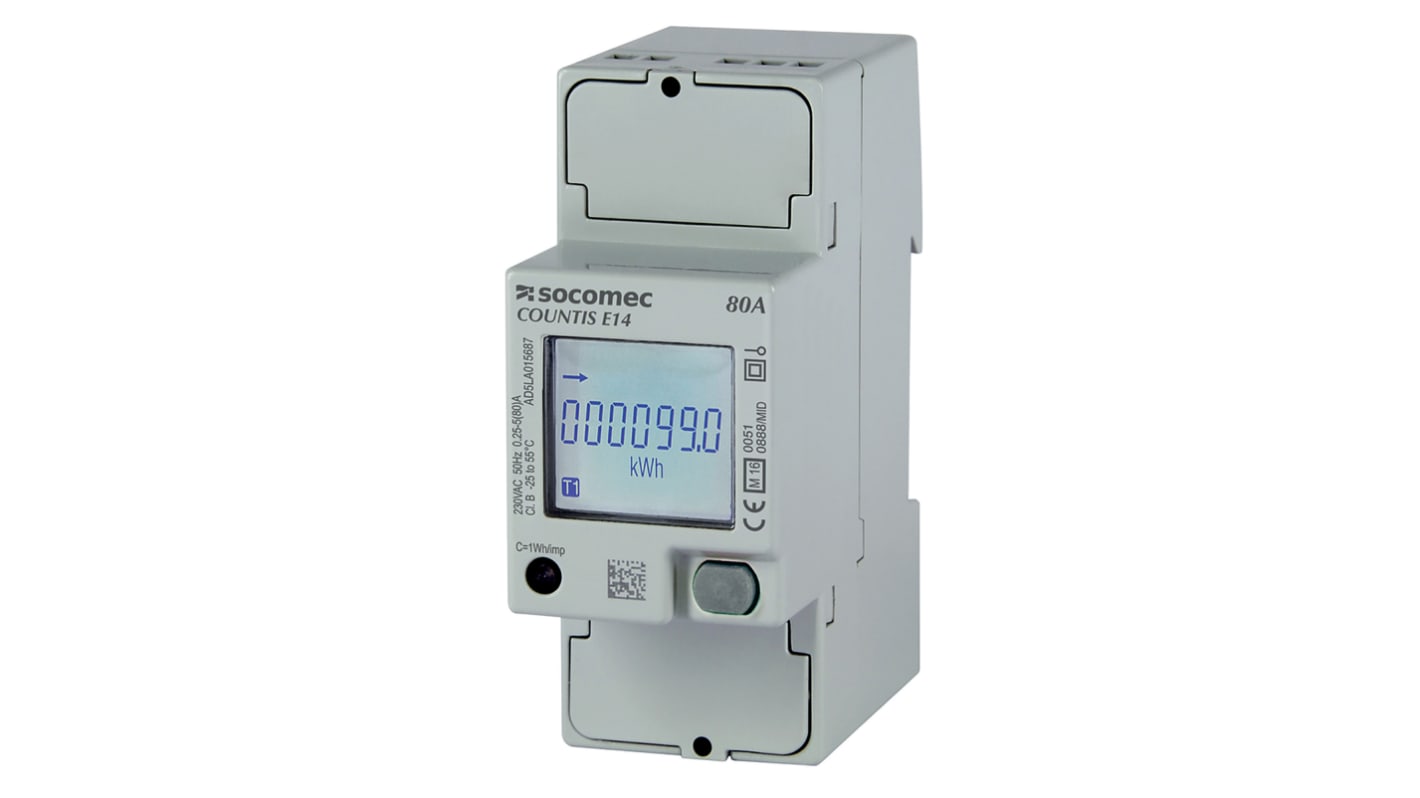 Medidor de energía Socomec serie Countis E11, display LCD retroiluminado, precisión Clase 1 (IEC 62053-21), clase 2