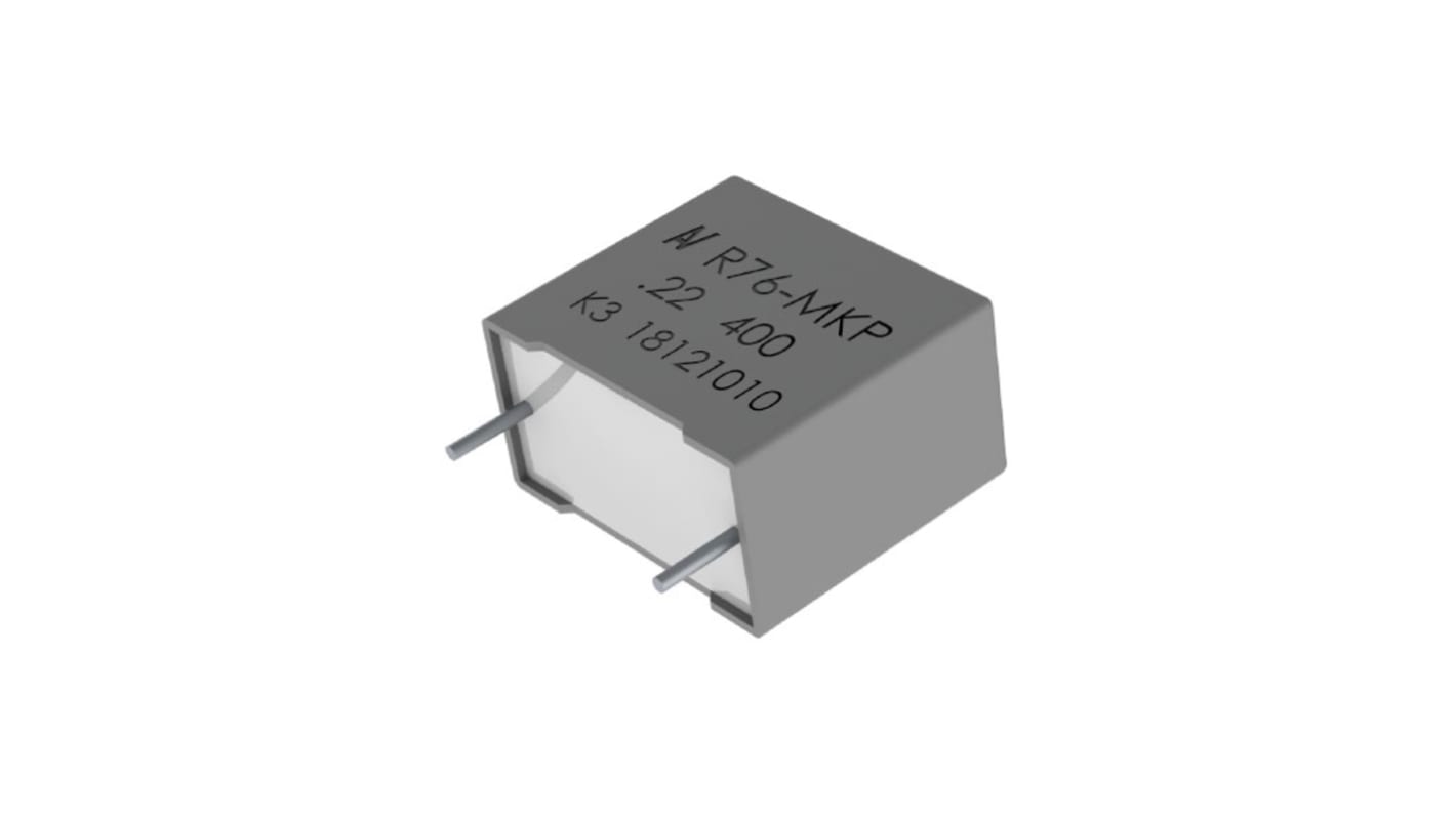 Condensador de película KEMET AEC-Q200, 22nF, ±5%, 1 kV dc, 600 V ac, Montaje en orificio pasante