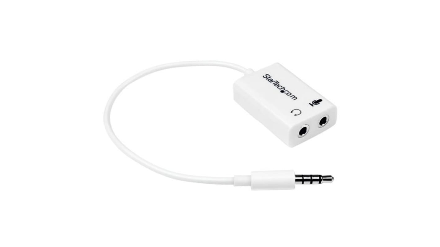 StarTech.com Male 3.5mm Stereo Jack to Female 3.5mm Stereo Jack x 2 Aux Cable, White, 150mm MUYHSMFFADW