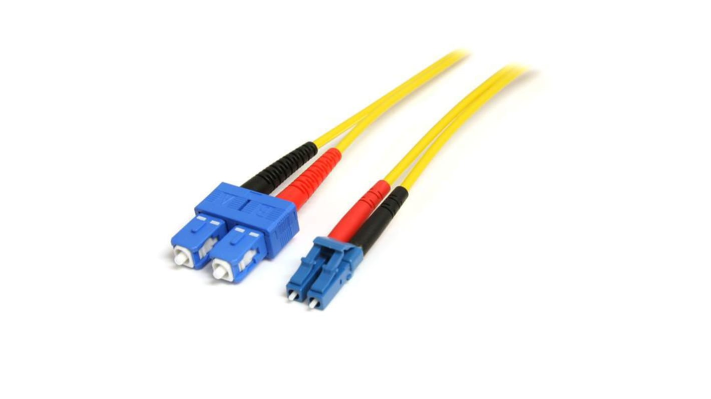 StarTech.com LC to SC Duplex Single Mode OS1 Fibre Optic Cable, 9/125μm, Yellow, 4m