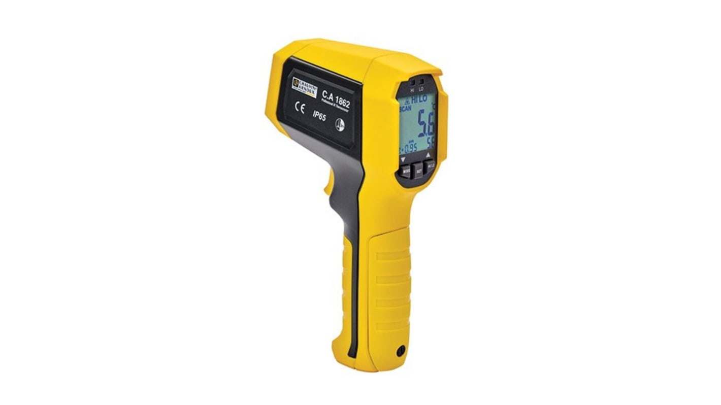 Chauvin Arnoux CA 1862 Infrared Thermometer, -35 °C, -31°F Min, ±1.8 °C, ±1.8 % Accuracy, °C and °F Measurements