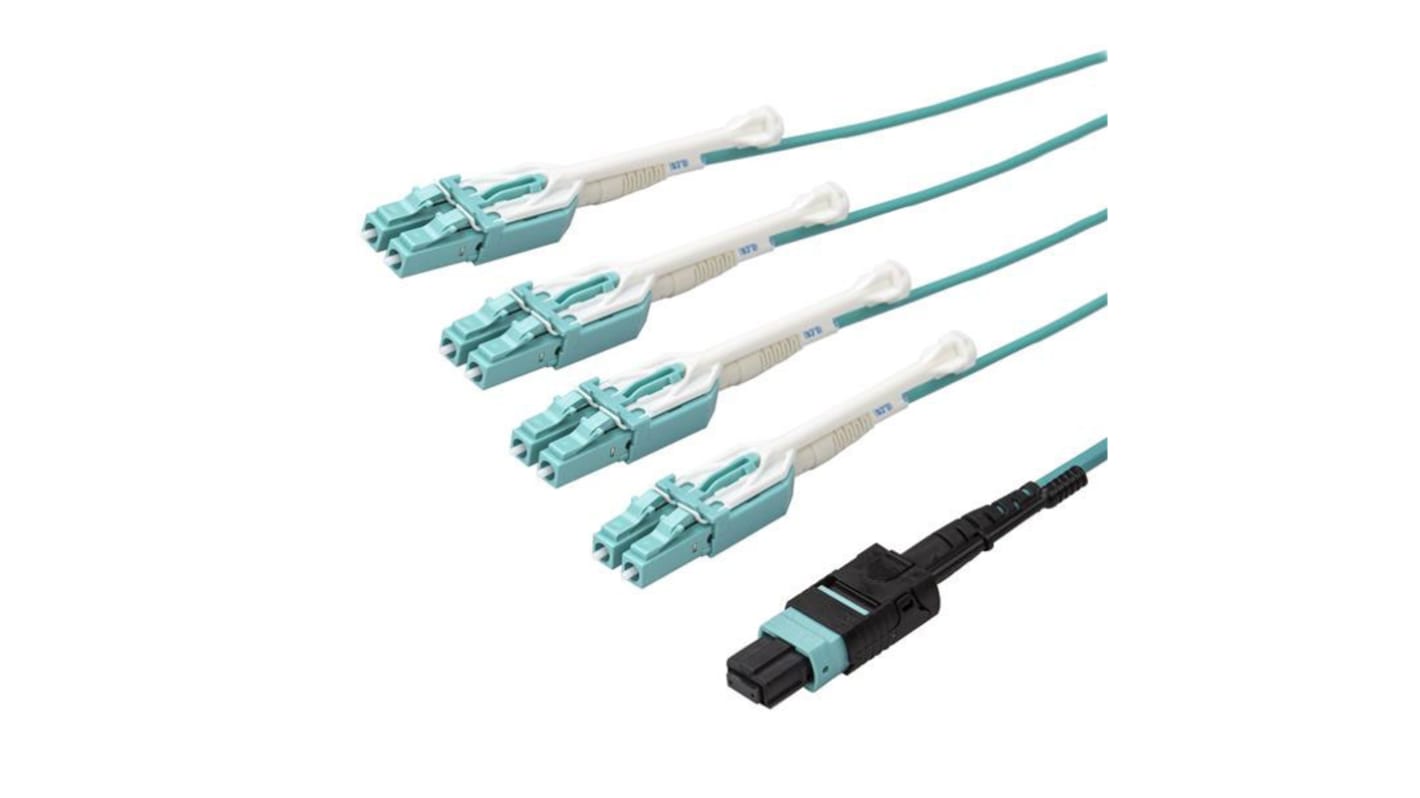 StarTech.com MPO to LC Duplex Multi Mode OM3 Fibre Optic Cable, 50/125μm, Aqua, 2m