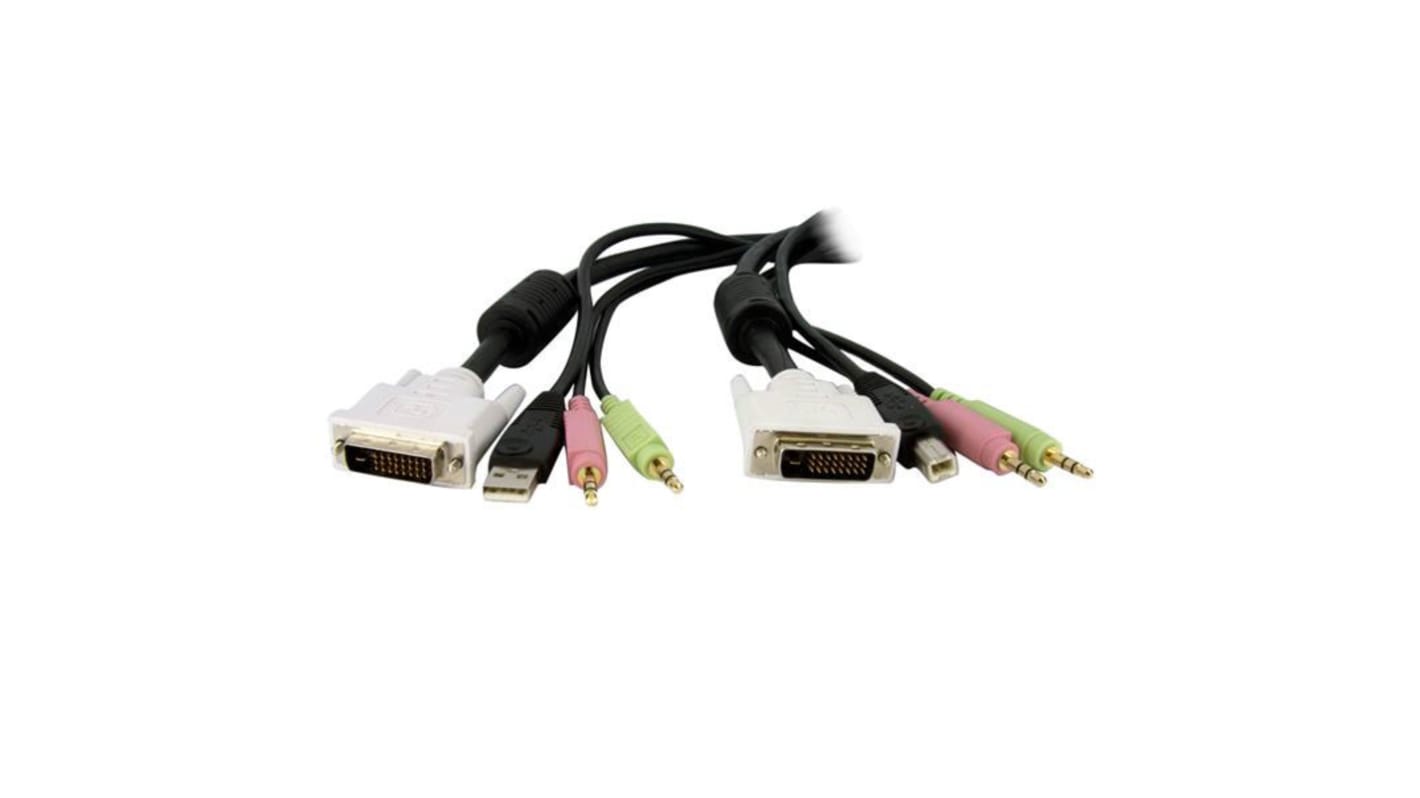 Kabel KVM, dł. 1.8m, 2 x jack stereo 3,5 mm; DVI-D Dual Link; USB A - 2 x jack stereo 3,5 mm; DVI-D Dual Link; USB B,