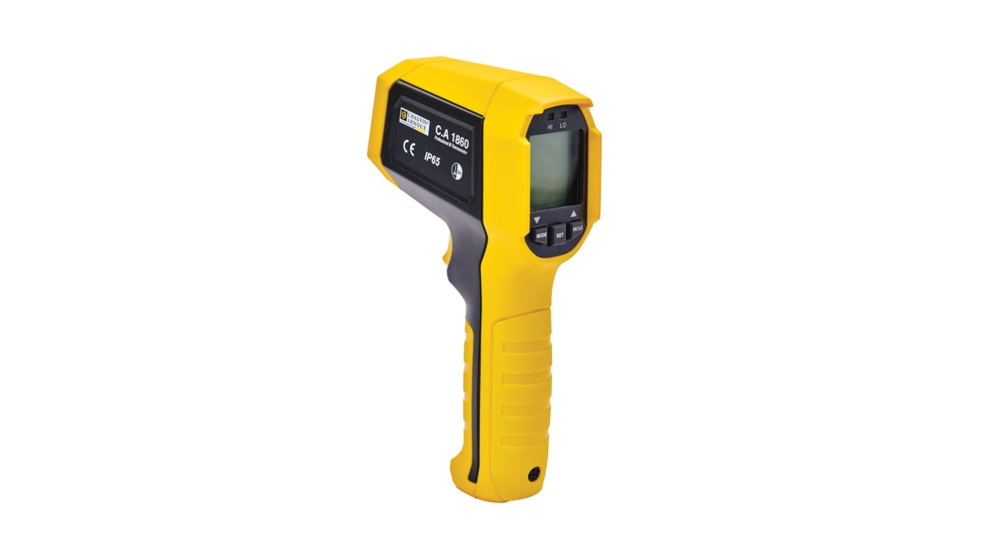 Chauvin Arnoux CA 1860 Infrared Thermometer, -35 °C, -31°F Min, +450 °C, +842°F Max, ±1.8 %, ±1.8 °C Accuracy, °C and