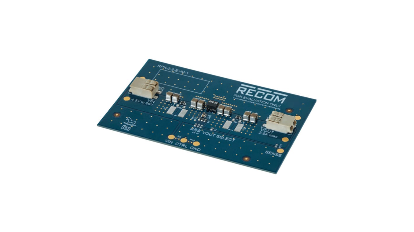 Recom Evaluation Board, for use with RPX-2.5 Buck Regulator Module, RPX-2.5 Series