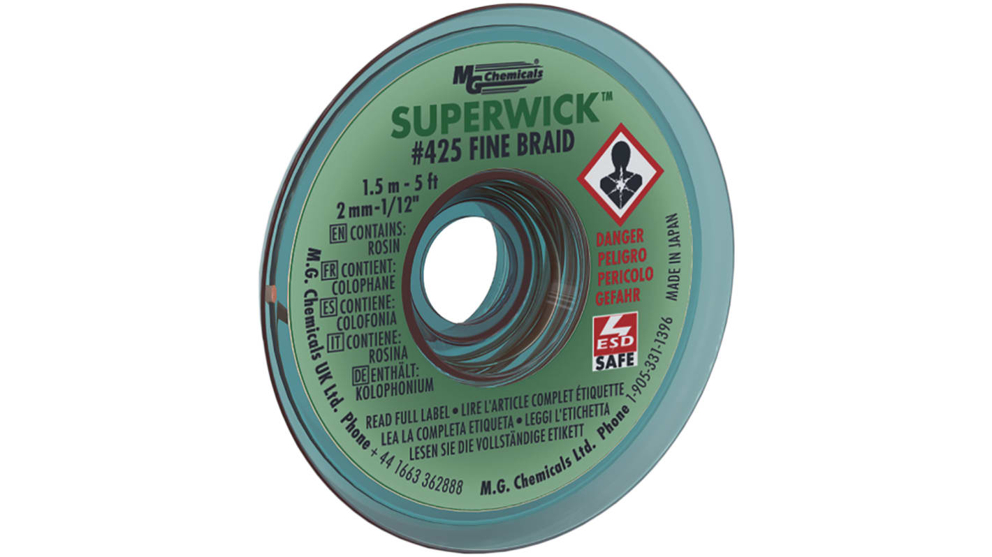 Super Wick SUPERWICK 425 1.5m Desoldering Braid, Width 2mm