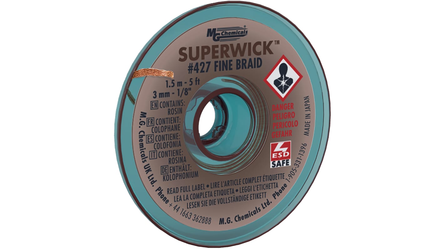 Tresse à dessouder, Super Wick, 1.5m x 3mm SUPERWICK 427
