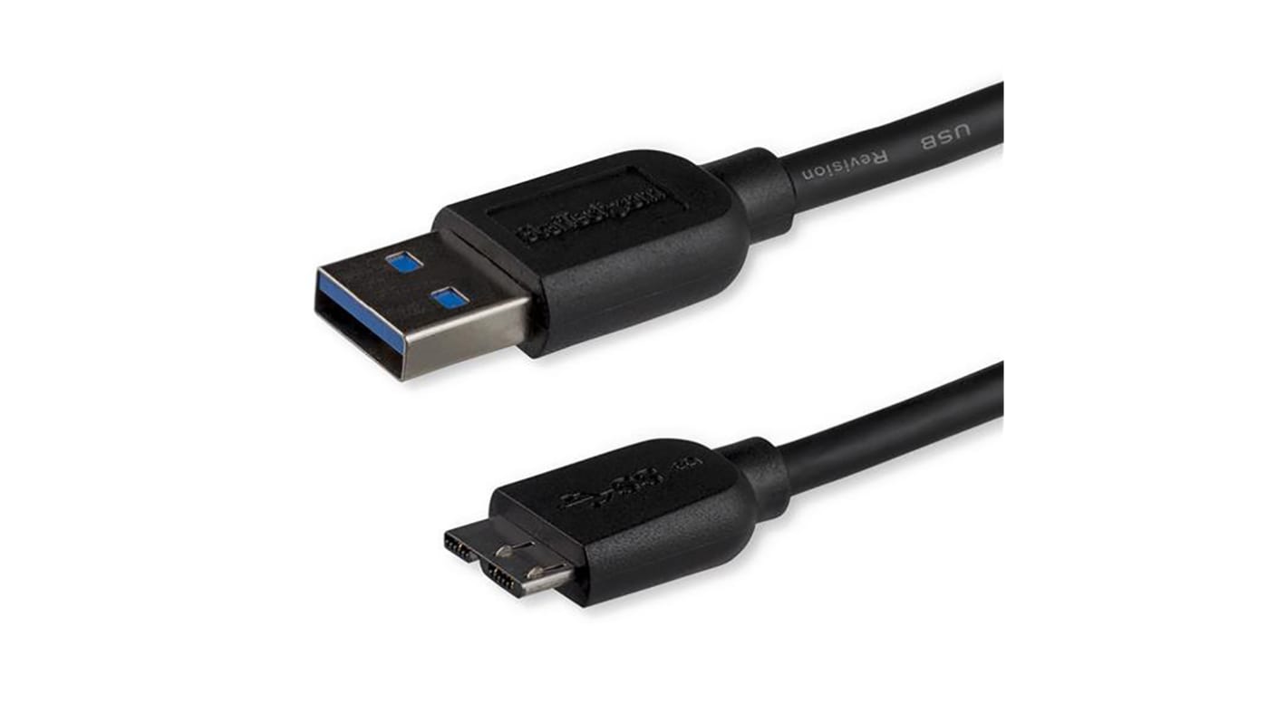 Cable USB 3.0 Startech, con A. USB A Macho, con B. Micro USB B Macho, long. 1m, color Negro