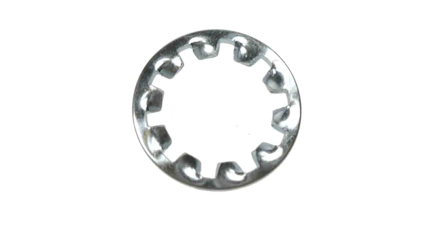 RS PRO Bright Zinc Plated Steel Internal Tooth Washers, M16, DIN 6797J