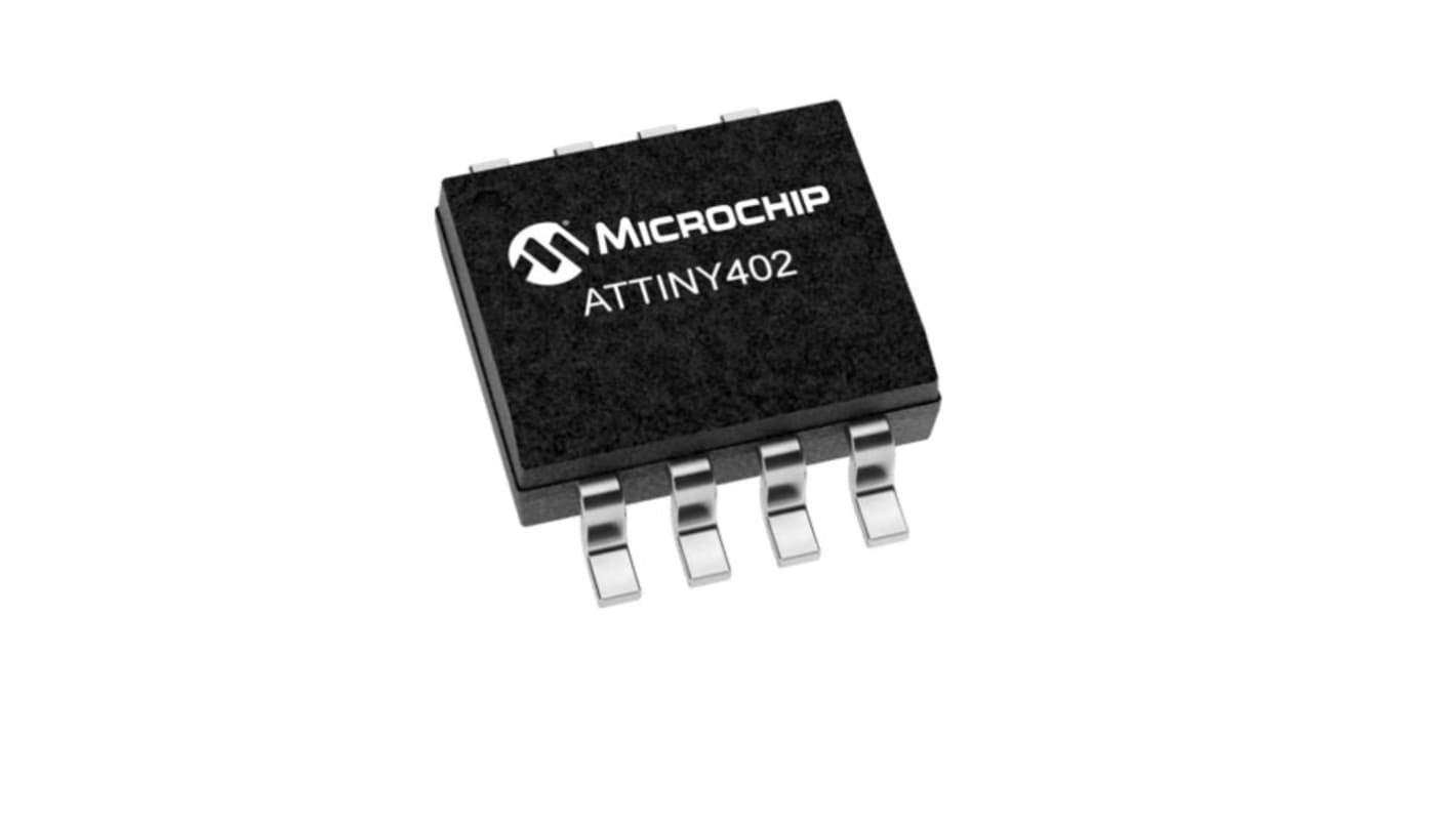 Microcontrolador Microchip ATTINY402-SSN, núcleo AVR de 8bit, RAM 256 B, 20MHZ, SOIC de 8 pines