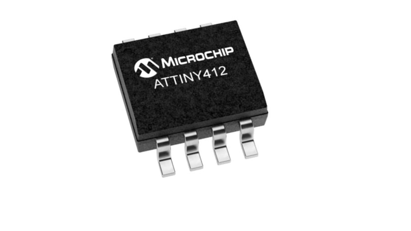 Microcontrolador Microchip ATTINY412-SSN, núcleo AVR de 8bit, RAM 256 B, 20MHZ, SOIC de 8 pines