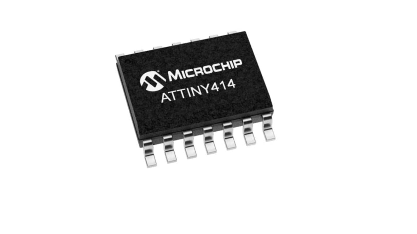 Mikrokontroler Microchip ATtiny414 SOIC 14-pinowy Montaż powierzchniowy AVR 4 kB 8bit CAN: 20MHz RAM:256 B Ethernet: