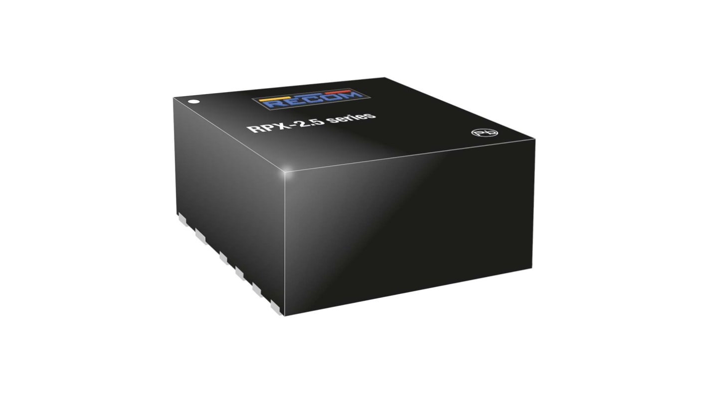 Recom RPX-2.5 DC-DC Converter, 1.2 → 6V dc/ 2.5A Output, 4.5 → 28 V dc Input, 12.5W, Surface Mount, +85°C