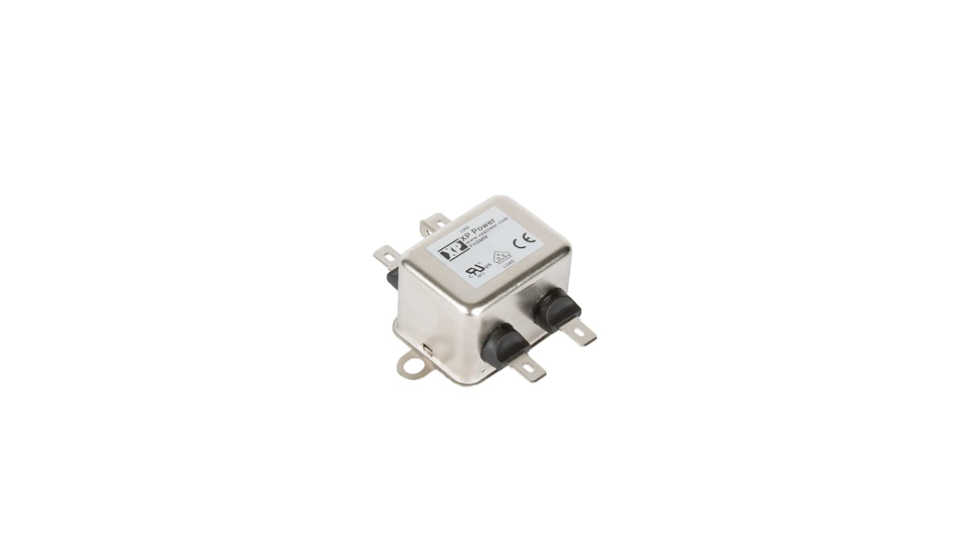 XP Power 单相EMI滤波器, 6A, 264 V 交流, 0 → 400Hz, 底盘安装, 快速连接接端, 一阶, FHSM系列