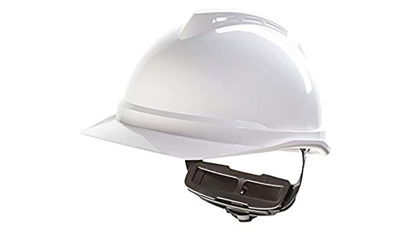 MSA Safety V-Gard 500 White Safety Helmet , Adjustable