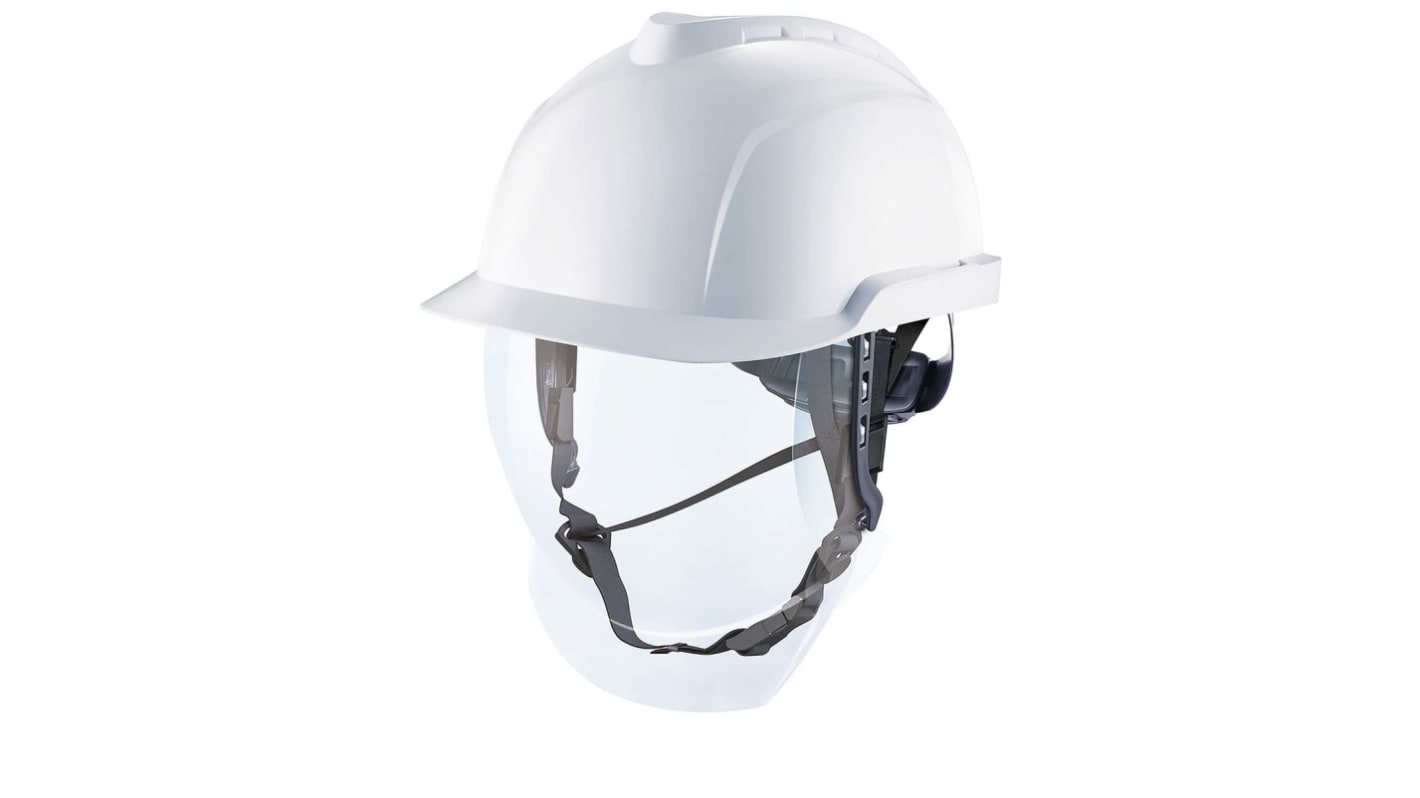 MSA Safety V-Gard 950 Class 1 Schutzhelm , mit Kinnriemen , verstellbar und Augenschutz, ABS Weiß